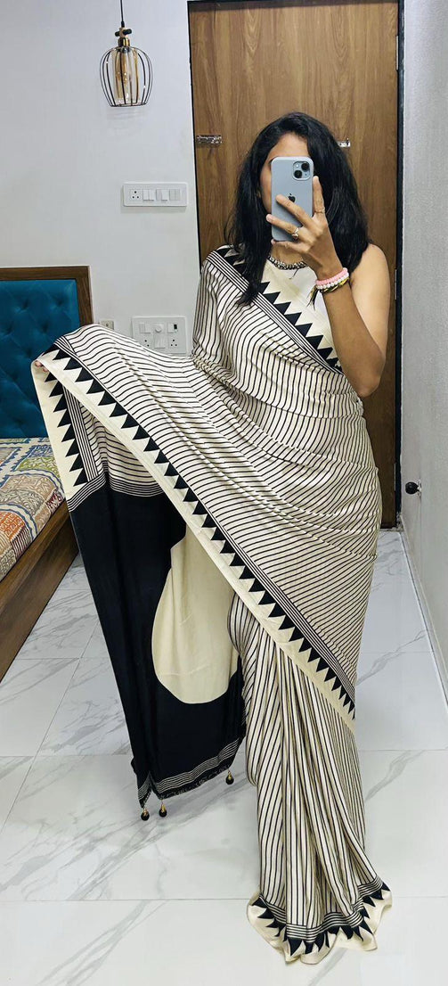 Classic Stylish Lagdi Pure Gajji Soft Silk Saree With Blouse