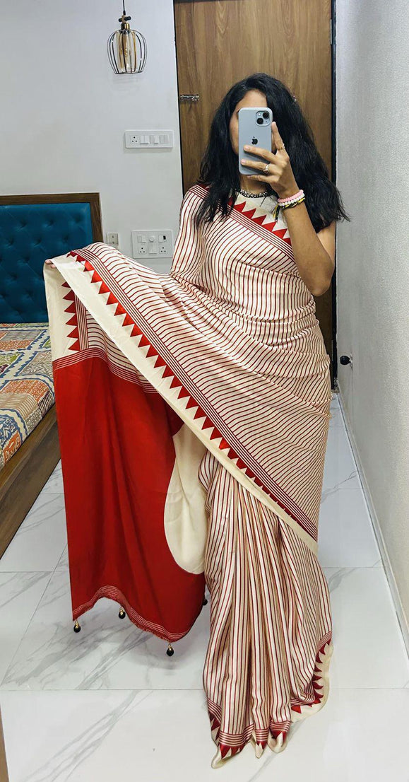 Classic Stylish Lagdi Pure Gajji Soft Silk Saree With Blouse