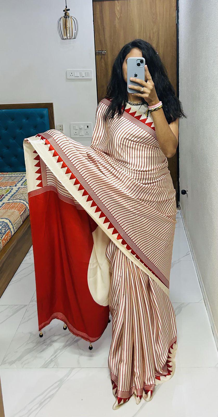 Classic Stylish Lagdi Pure Gajji Soft Silk Saree With Blouse