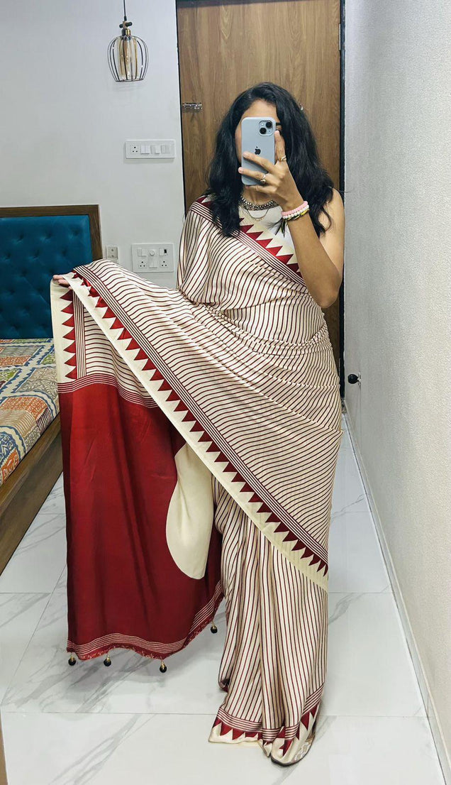 Classic Stylish Lagdi Pure Gajji Soft Silk Saree With Blouse