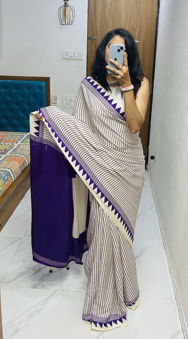 Classic Stylish Lagdi Pure Gajji Soft Silk Saree With Blouse