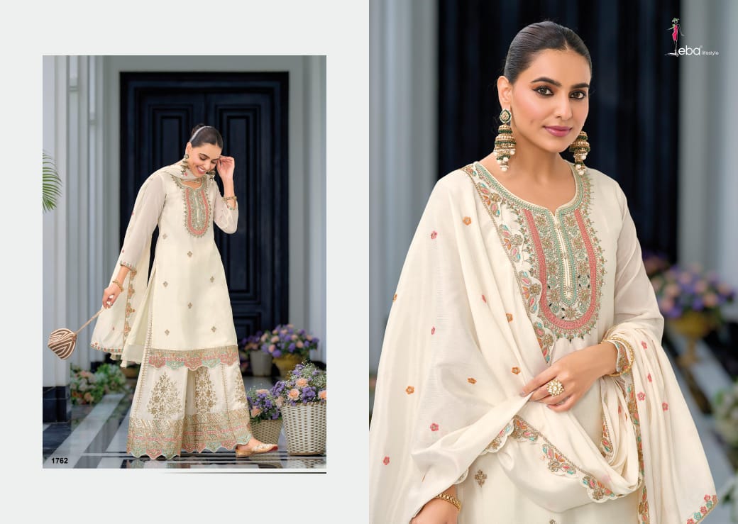 Real Chinon With Embroidery Designer Traditional Top Palazzo With Dupatta