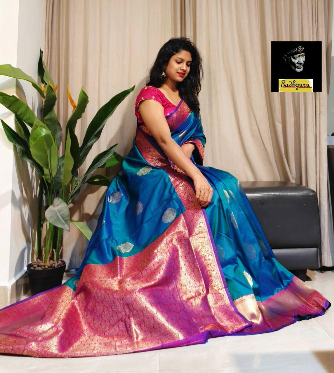Premium Kaniji varam Soft Silk Saree, Traditional Wear Sari With Blouse