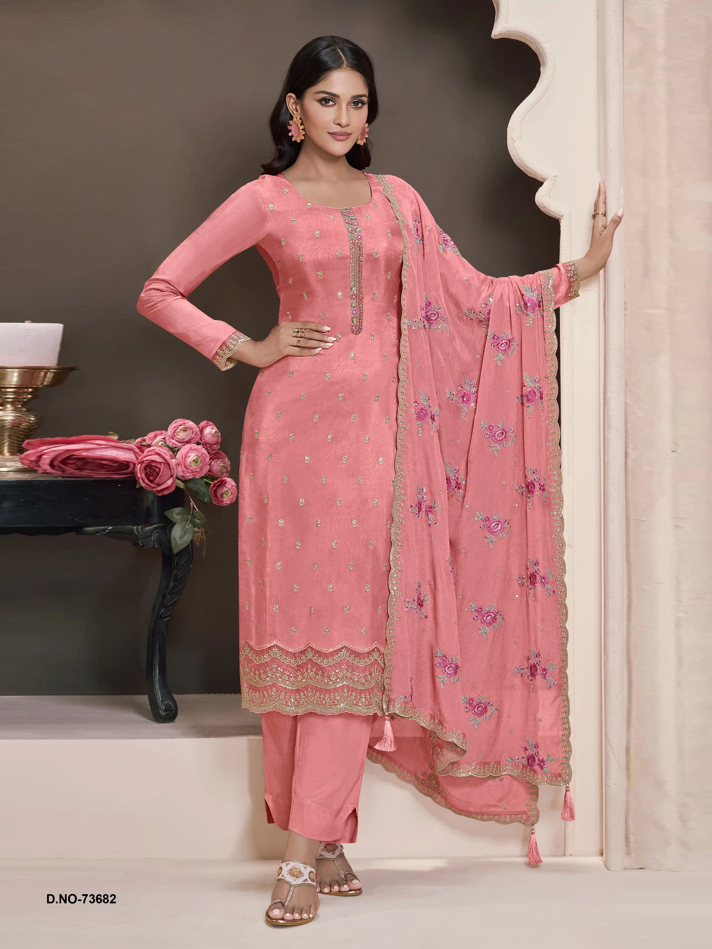 Heavy Monga Silk Designer Traditional Wear Top Bottom With Dupatta