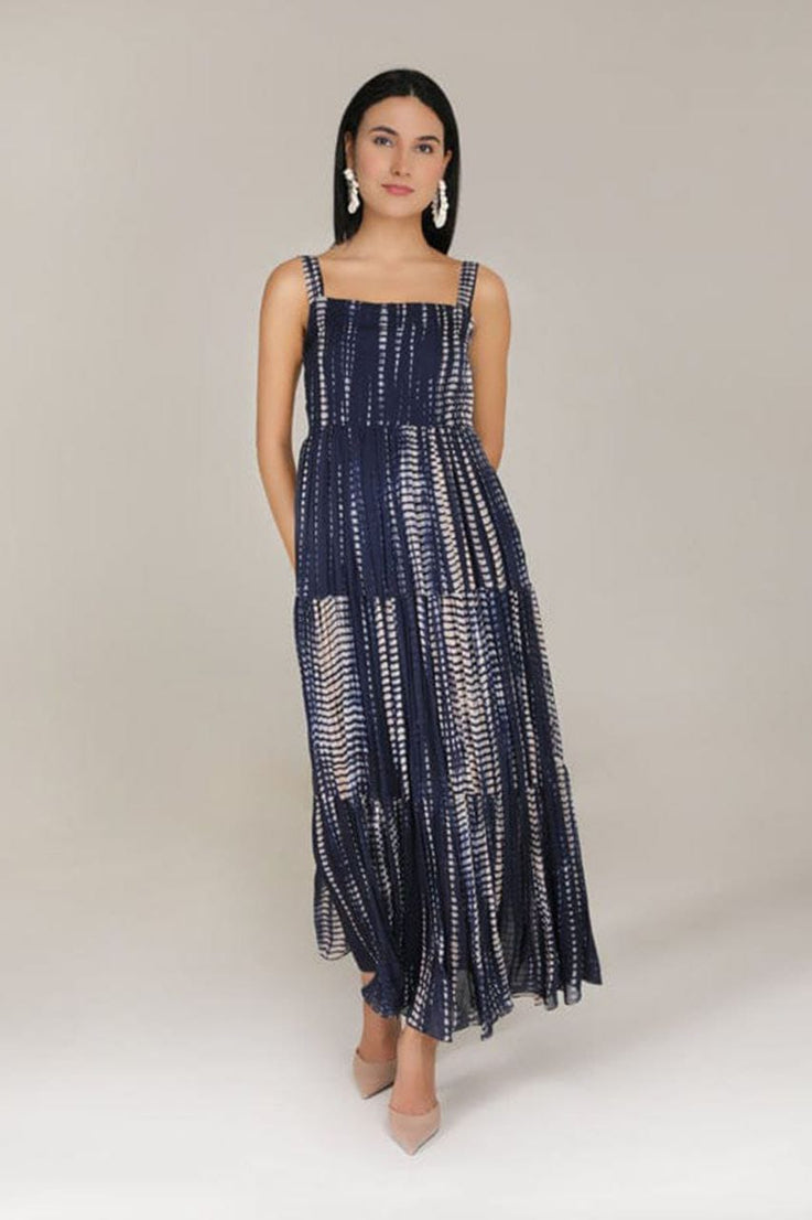 Fancy Georgette Chain Printed Party Wear Stylish Sleeveless Long Dress