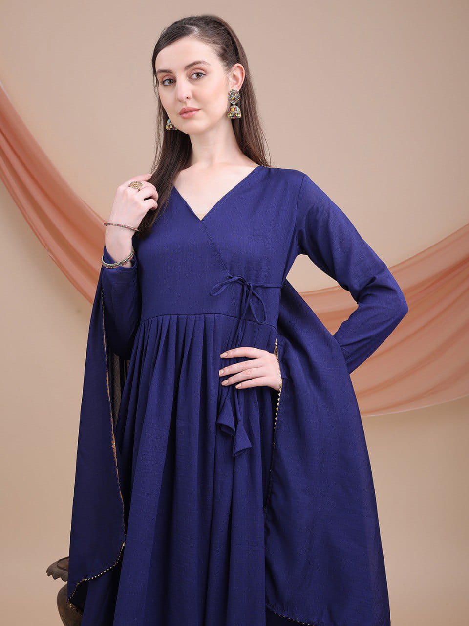 Vichitra Silk With Embroidery Work Anarkali Dress Gown For Women's