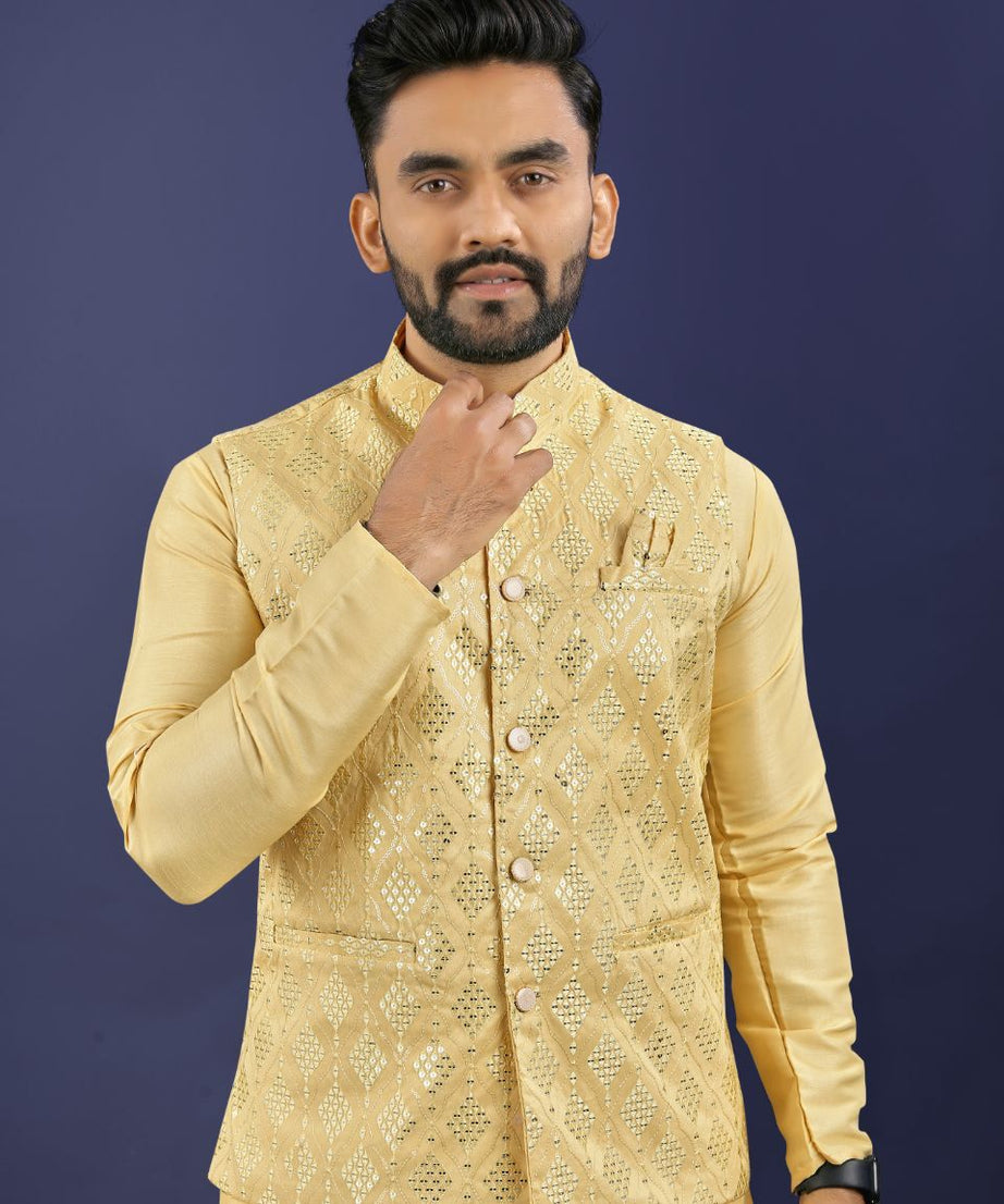 Premium Pure Silk Traditional Wear Kurta Pajama Set For Men's