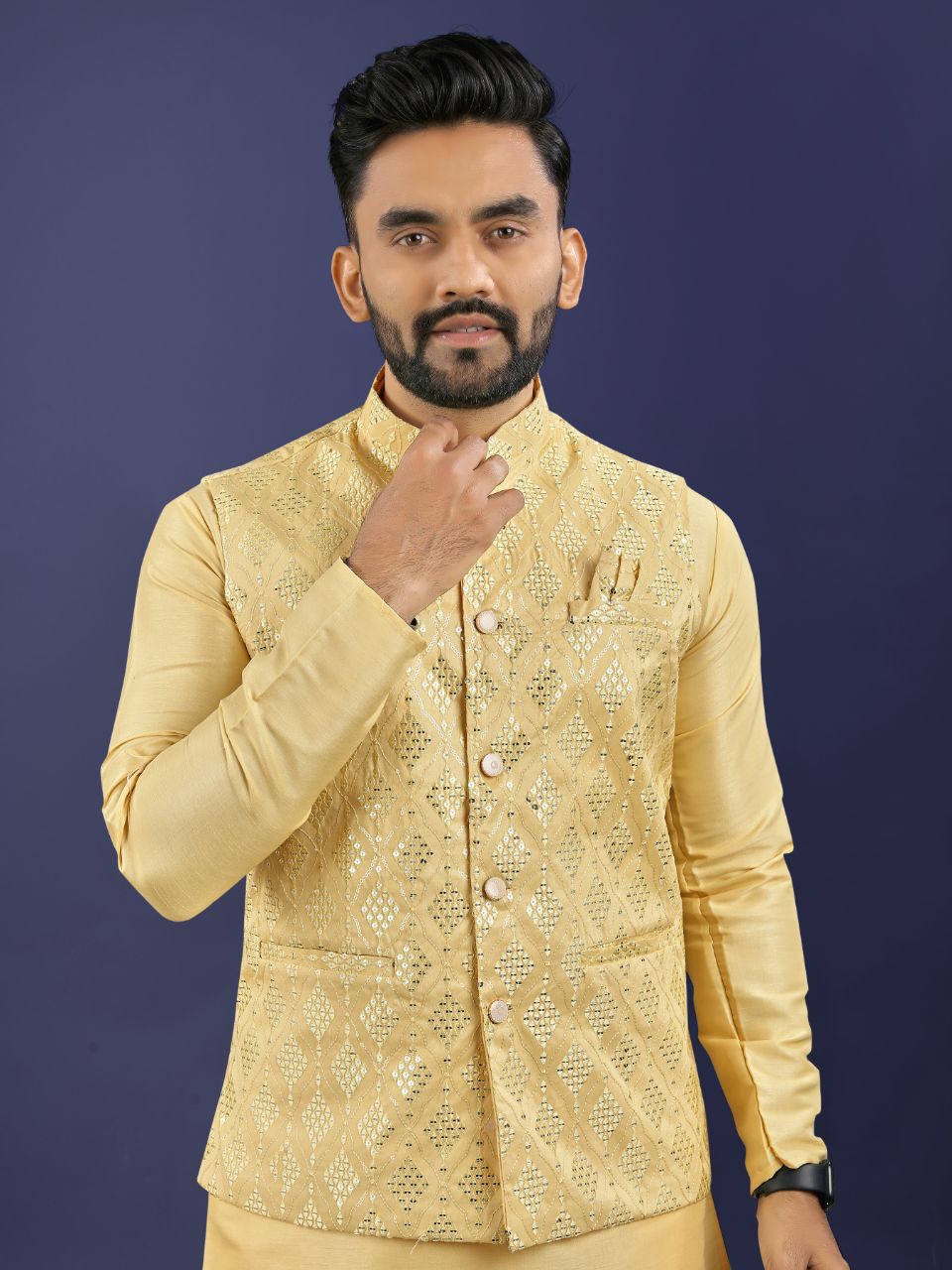 Premium Pure Silk Traditional Wear Kurta Pajama Set For Men's