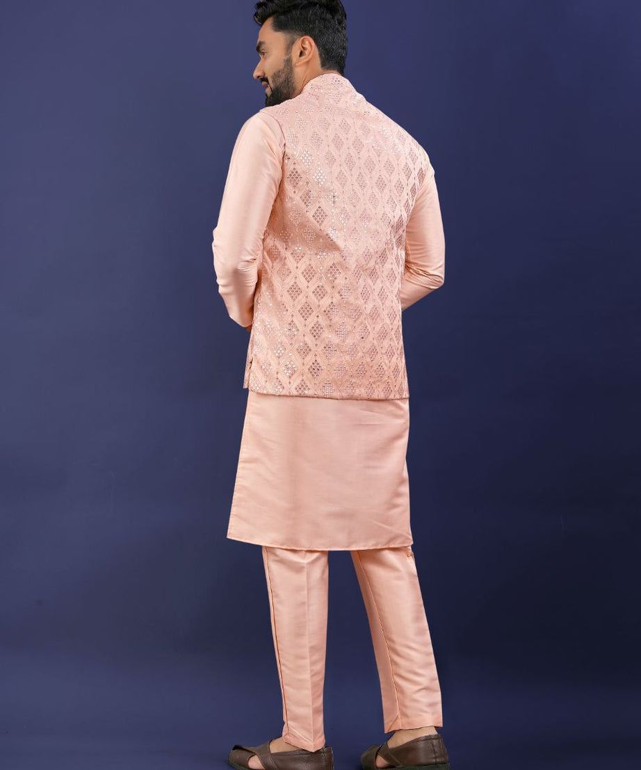 Premium Pure Silk Traditional Wear Kurta Pajama Set For Men's