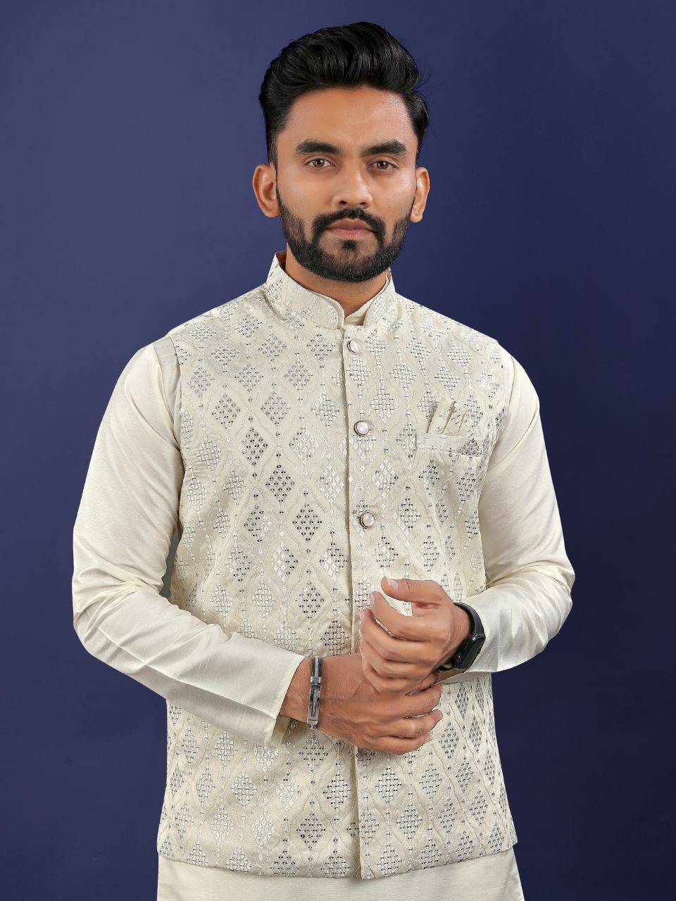 Premium Pure Silk Traditional Wear Kurta Pajama Set For Men's