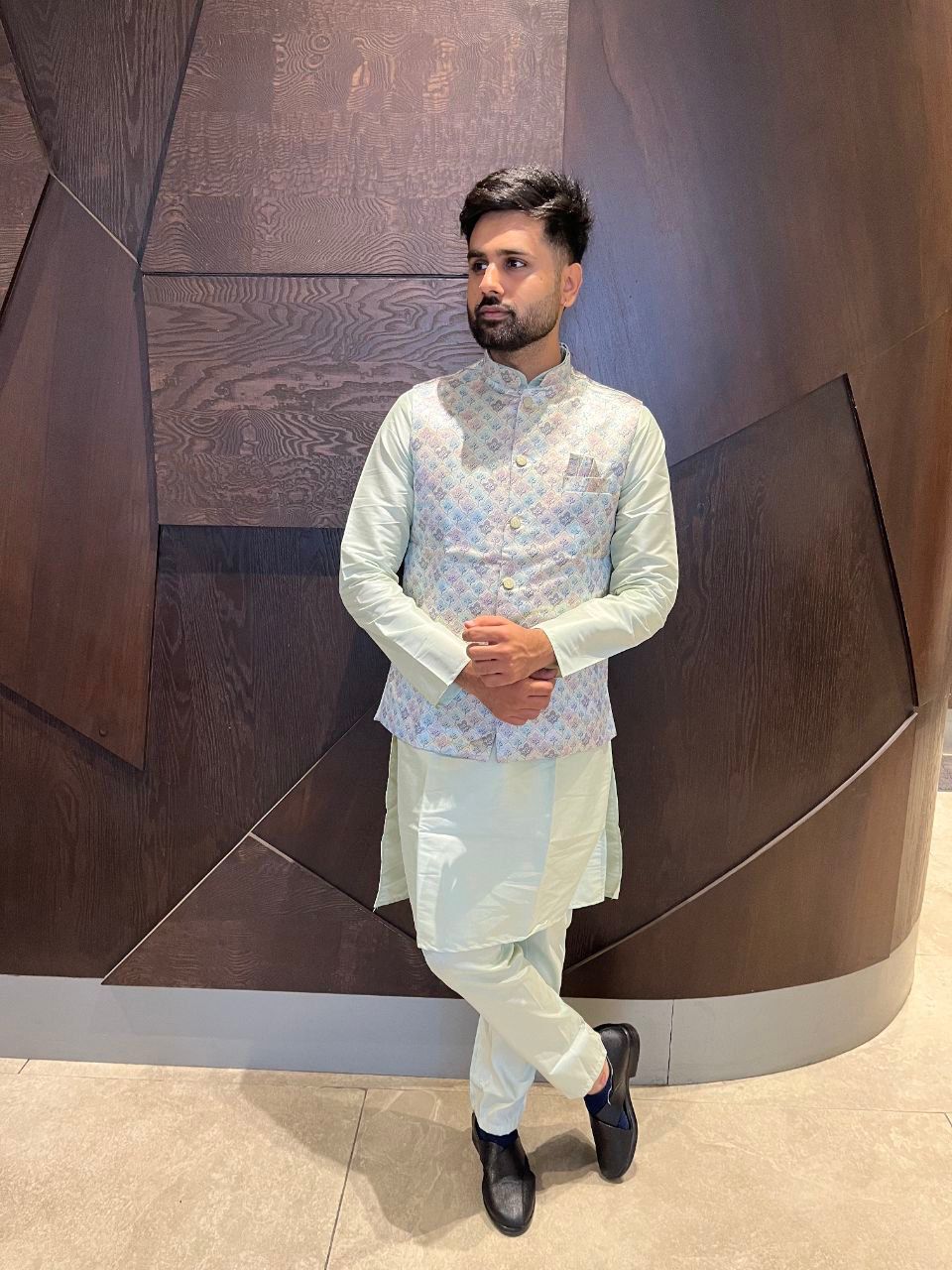 Traditional Wear Pure Cotton Kurta With Koti Set For Men's