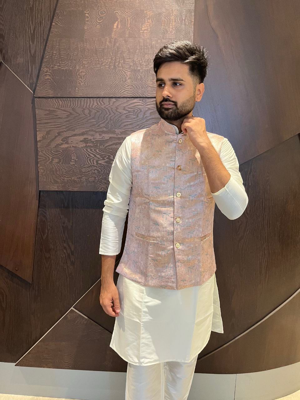 Traditional Wear Pure Cotton Kurta With Koti Set For Men's