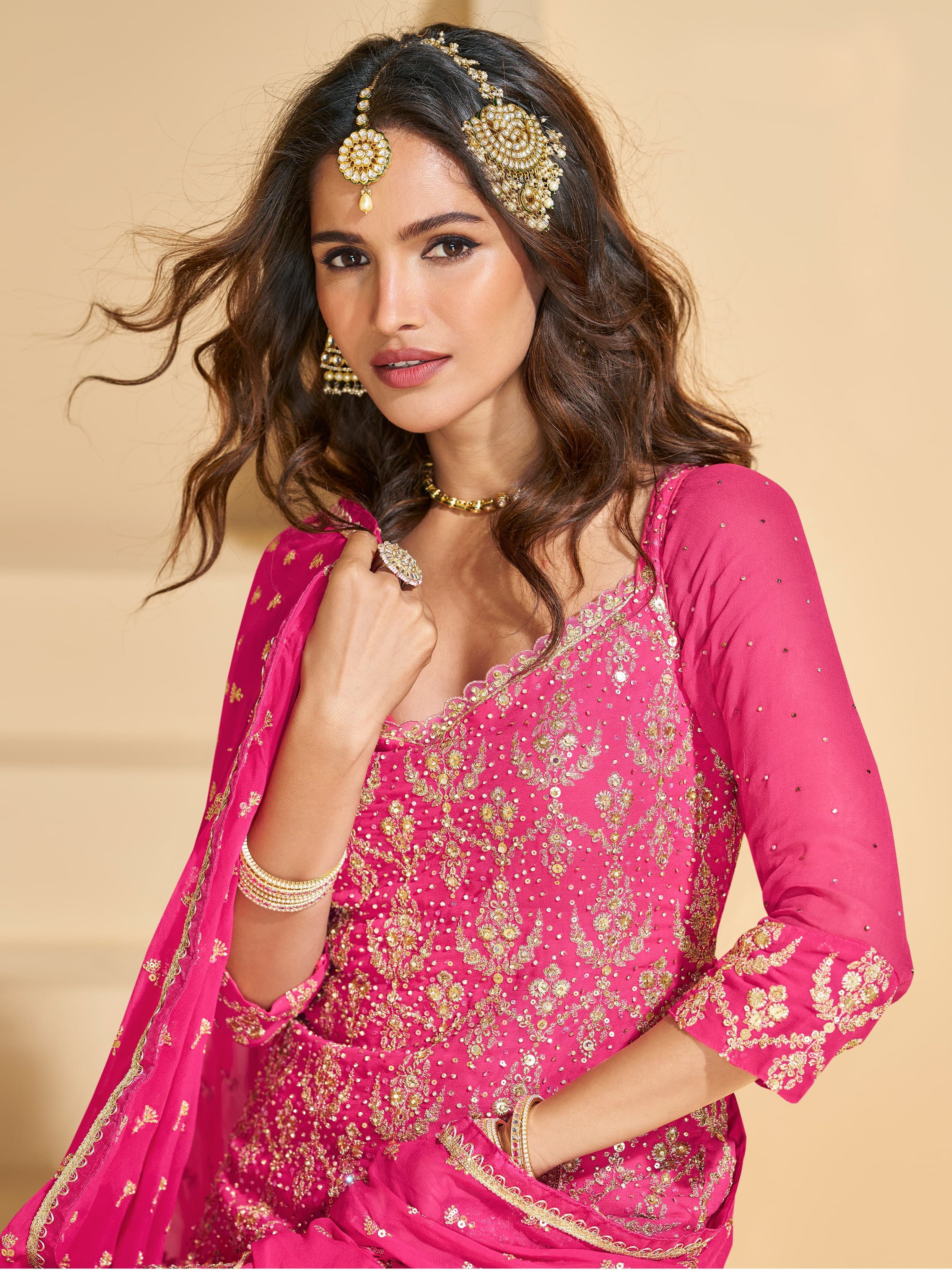 Traditional Real Georgette With Heavy Embroidery Work Salwar Suit