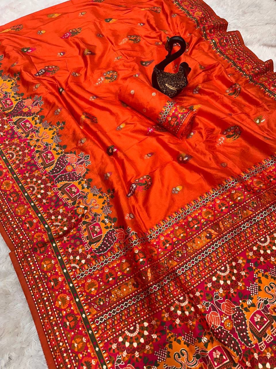 Pure n Soft Rajwadi Pashmina Silk Weaving Saree With Blouse