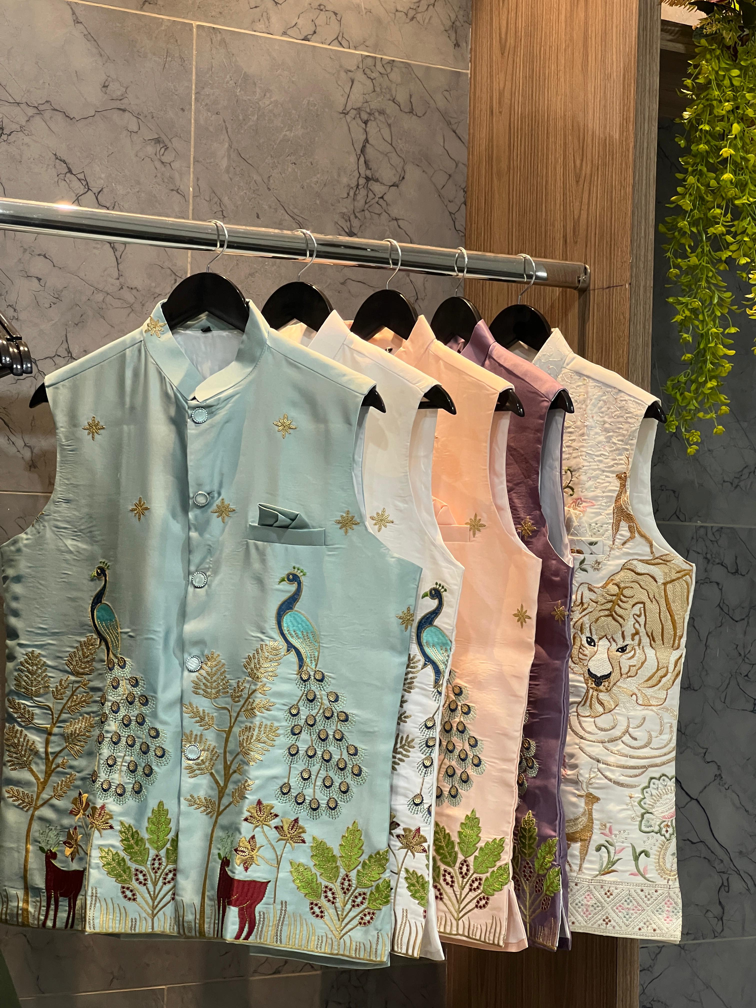 Malai Satin Ready to Wear Kurta Koti Pyjama Set Traditional Men's Kurta