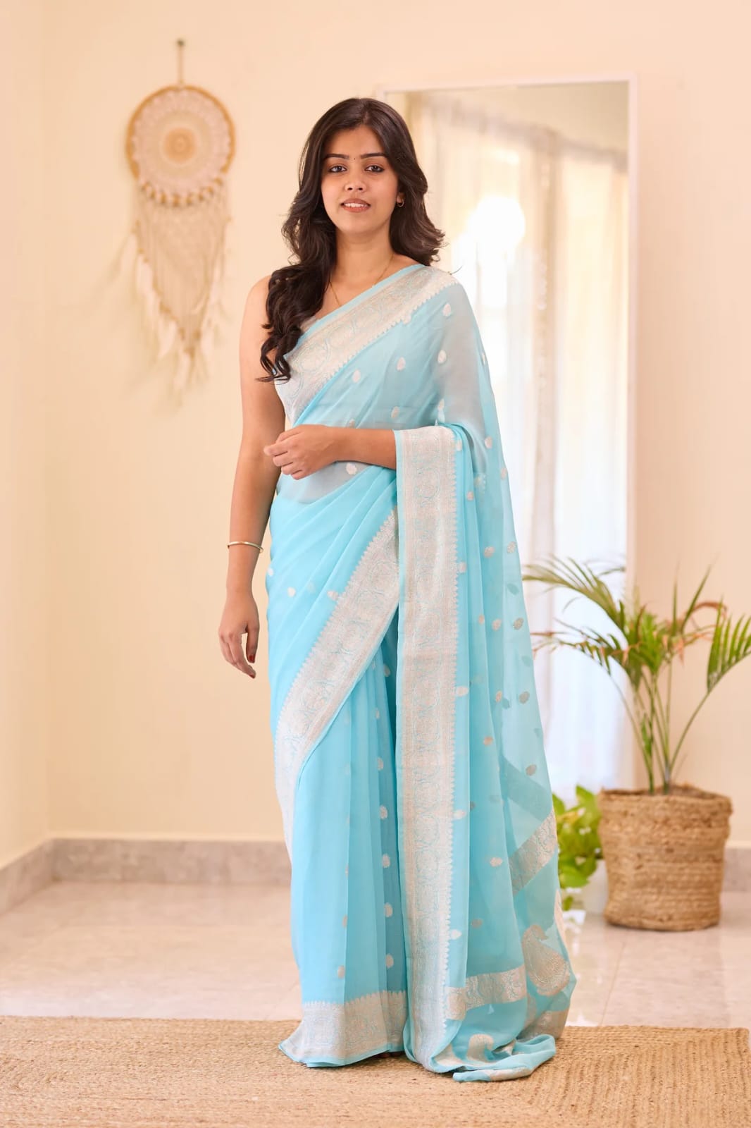 Soft Lilan Slab Attractive Charmfull Beautiful Simple Saree With Blouse