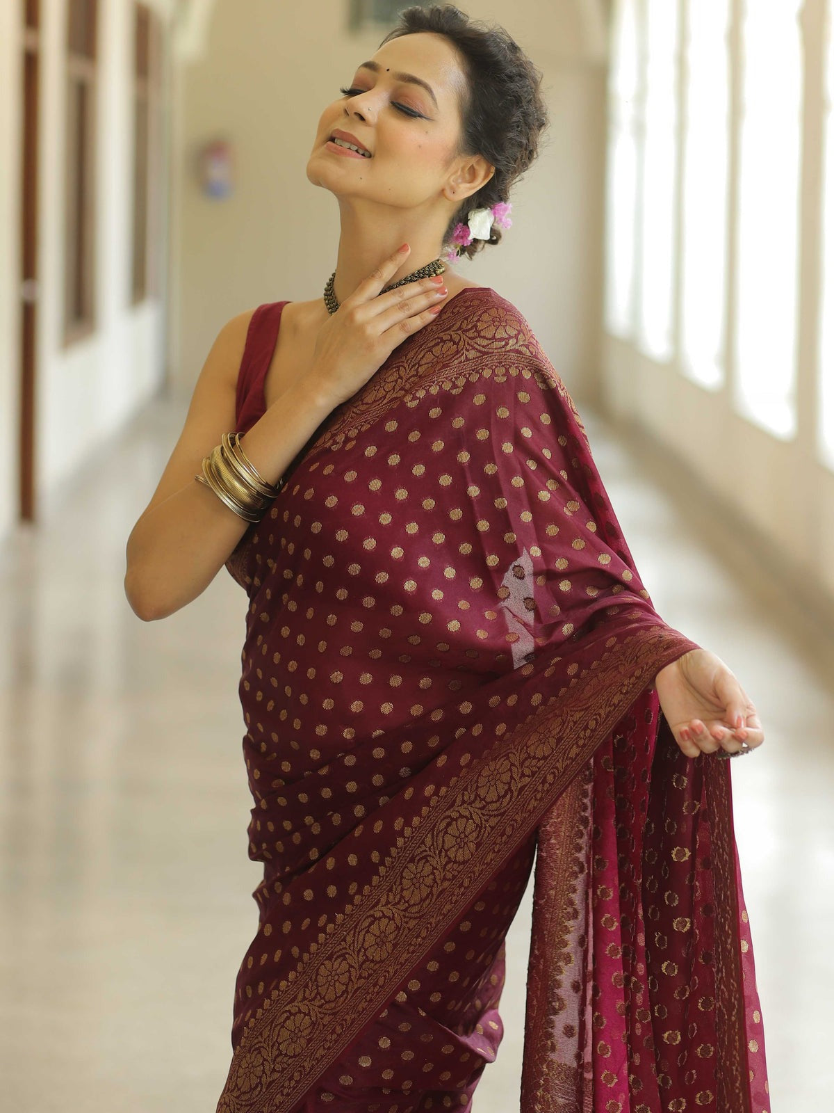 Traditional Banarasi Soft Silk Saree, Wedding Simple Saree With Blouse