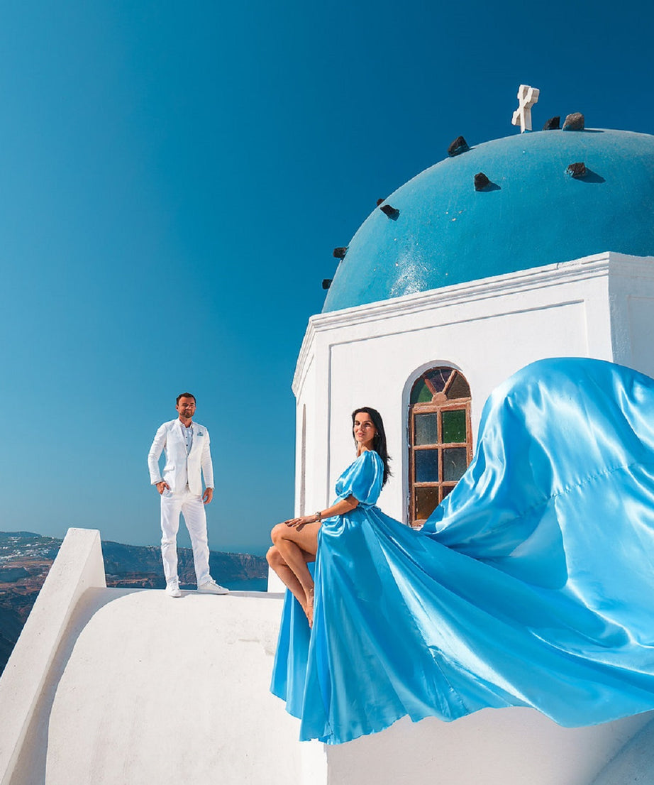 Santorini Flying Dress for Photoshoot, Long Flying Dress