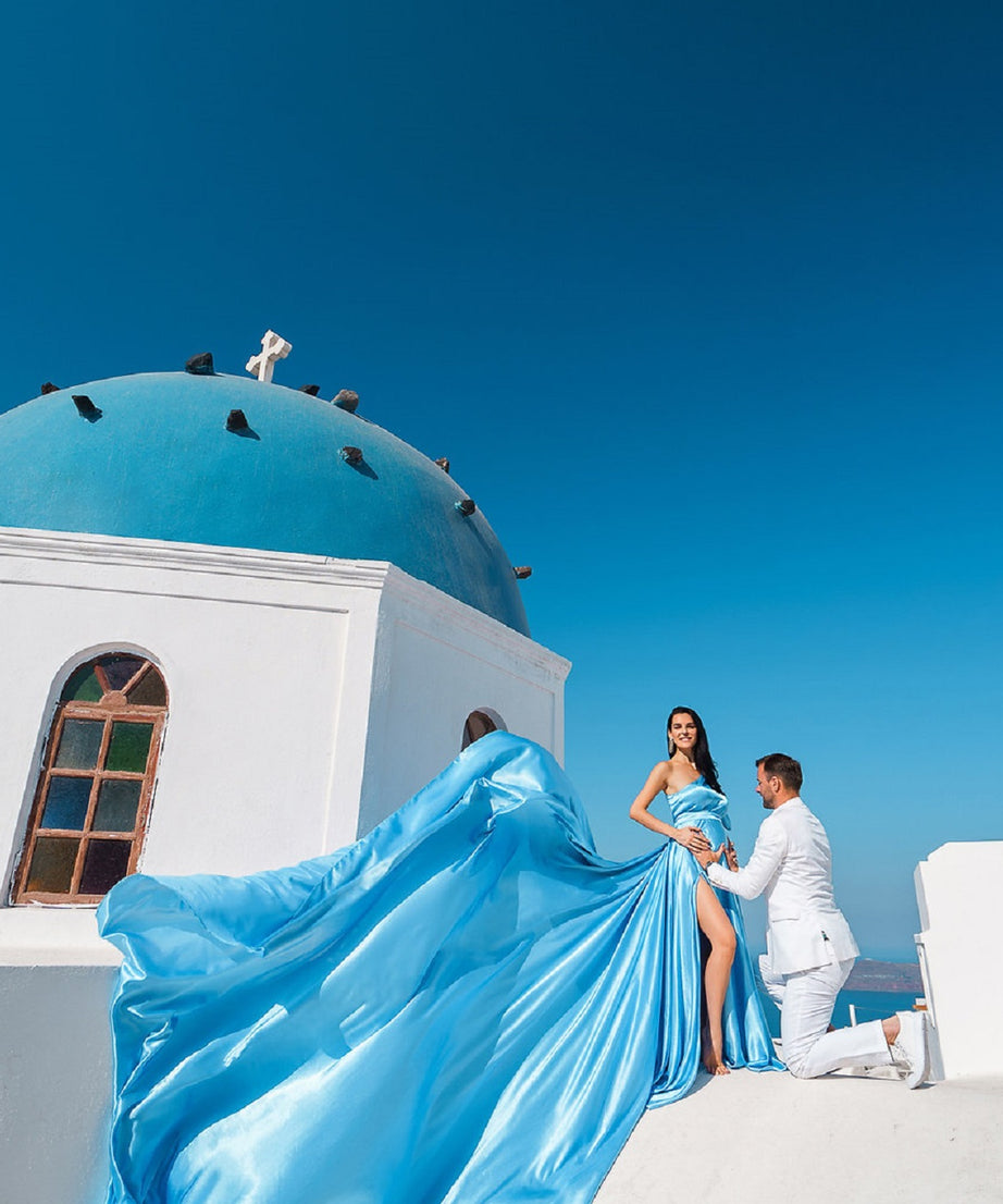 Santorini Flying Dress for Photoshoot, Long Flying Dress