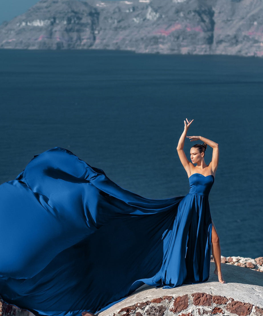 Long Flying Dress for Photoshoot, Long Train Dress