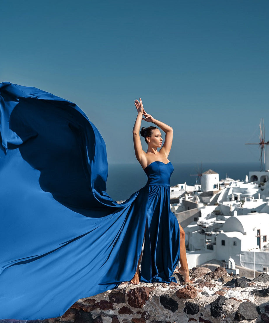 Long Flying Dress for Photoshoot, Long Train Dress