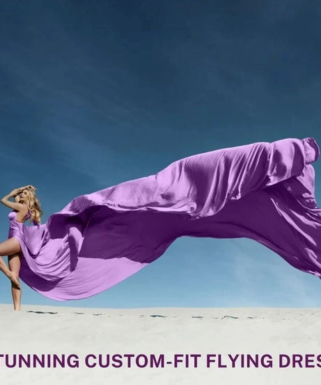 Purple Flying Dress for Photoshoot - Satin Flying Dress - Infinity Long Dress