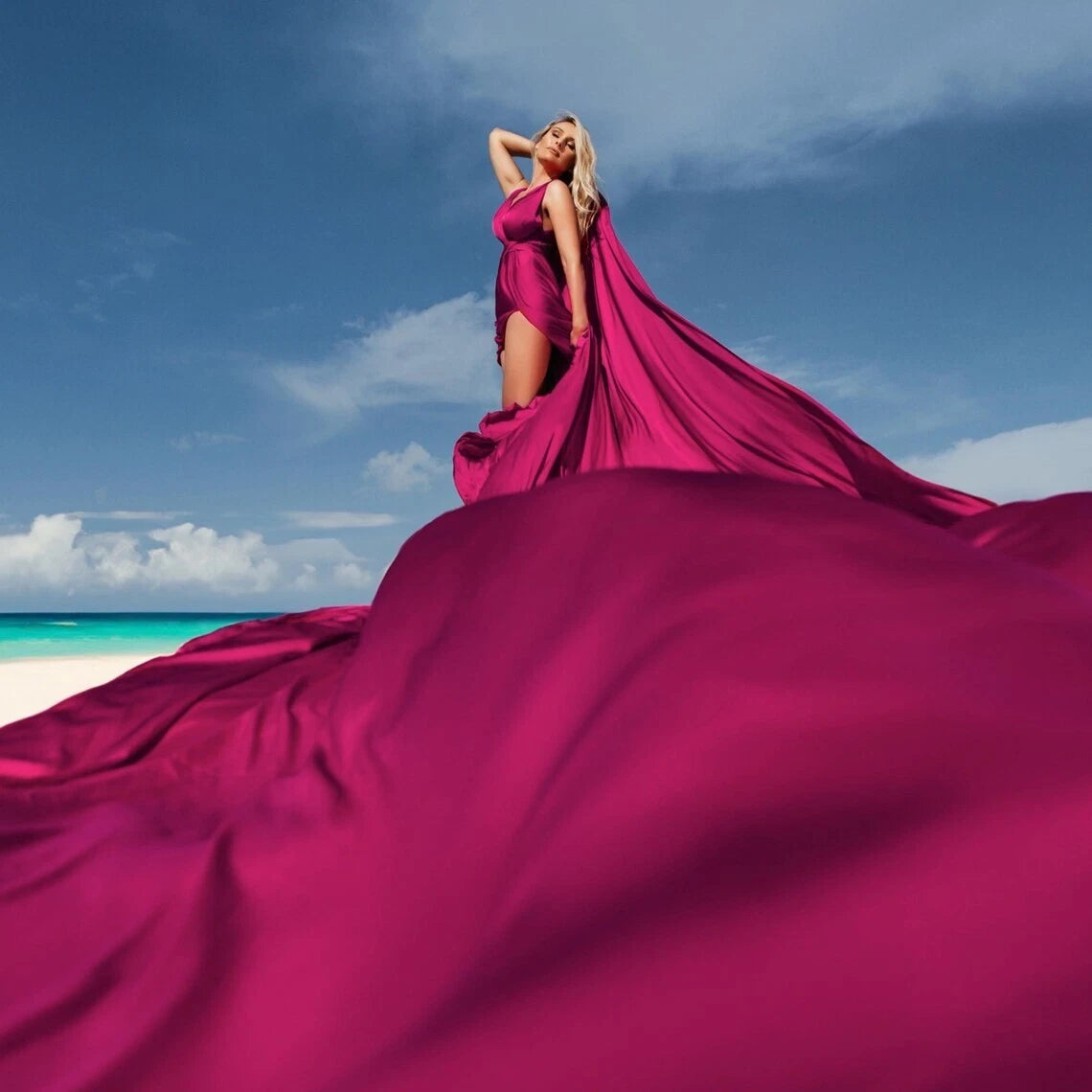 Long Flying Dress for Photoshoot in Any Size - Santorini Flying Dress - Pink