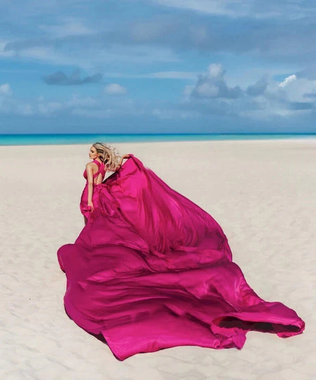 Long Flying Dress for Photoshoot in Any Size - Santorini Flying Dress - Pink