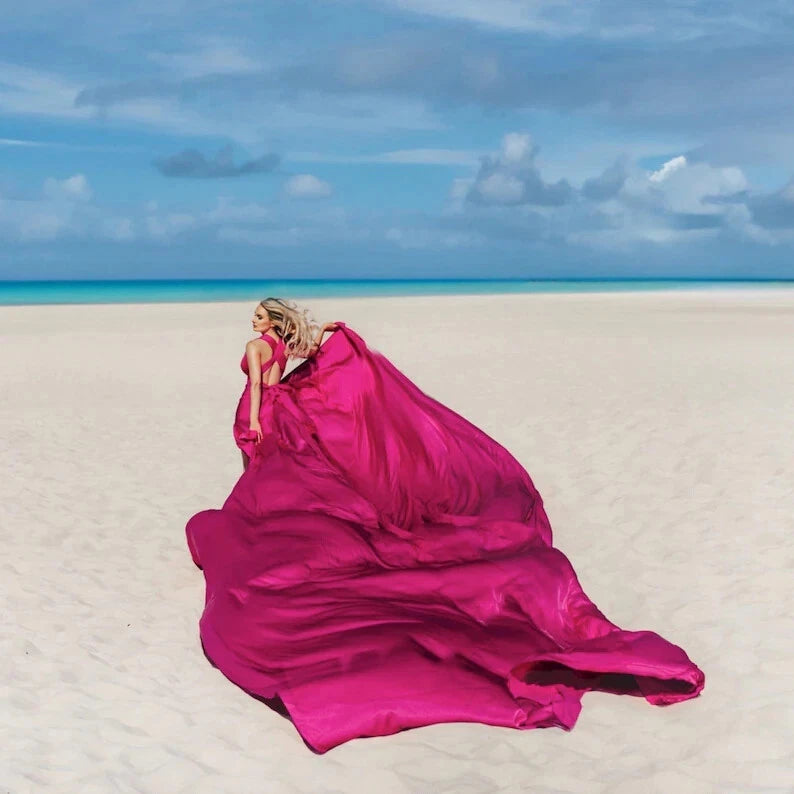 Long Flying Dress for Photoshoot in Any Size - Santorini Flying Dress - Pink