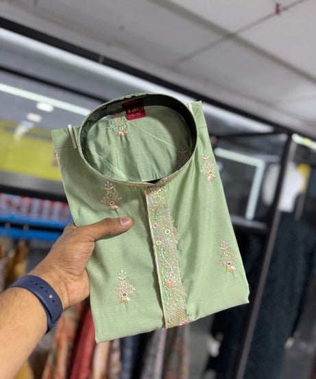 Silk Kurta With Cotton Pajama Set For Men s Wedding Party Wear Kurta Set