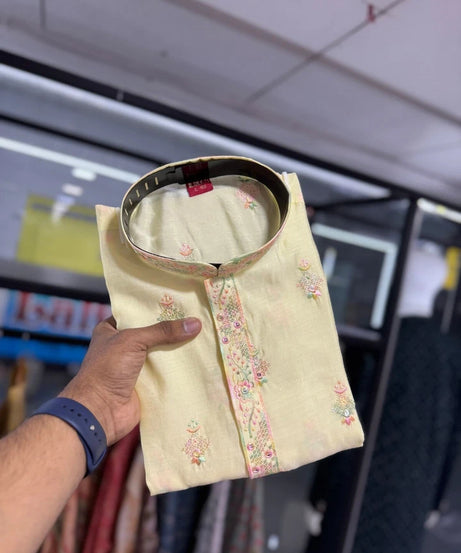 Silk Kurta With Cotton Pajama Set For Men s Wedding Party Wear Kurta Set