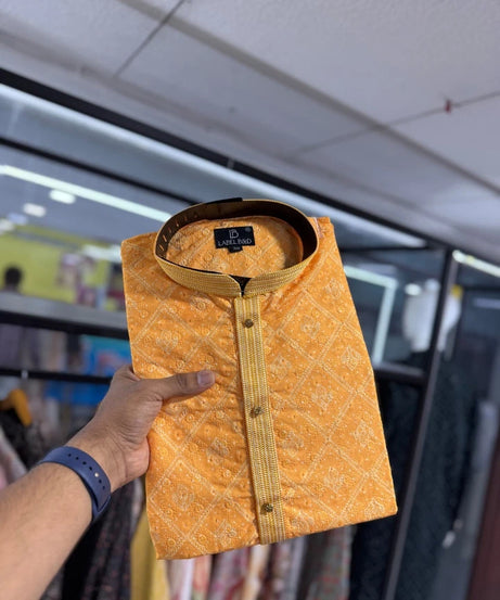 Men's Traditional Wear Pure Cotton With Lucknowi Work Kurta With Pajama