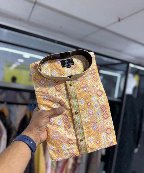 Men's Traditional Wear Pure Cotton With Lucknowi Work Kurta With Pajama