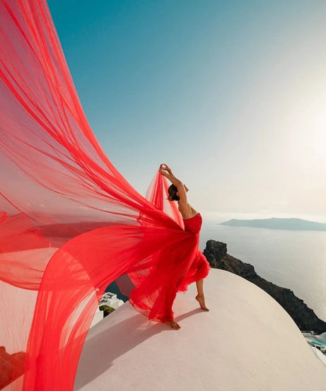 Santorini Flying Dress, Engagement Photoshoot Dress, Soft Net Long Dress NG002