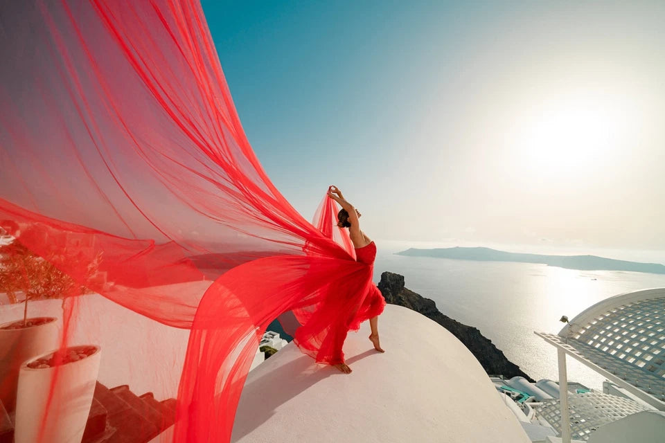 Santorini Flying Dress, Engagement Photoshoot Dress, Soft Net Long Dress NG002