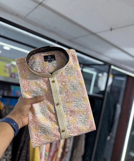 Men's Traditional Wear Pure Cotton With Lucknowi Work Kurta With Pajama