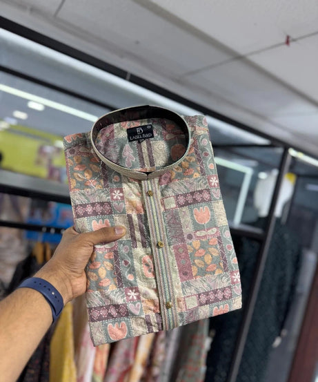 Men's Traditional Wear Pure Cotton With Lucknowi Work Kurta With Pajama