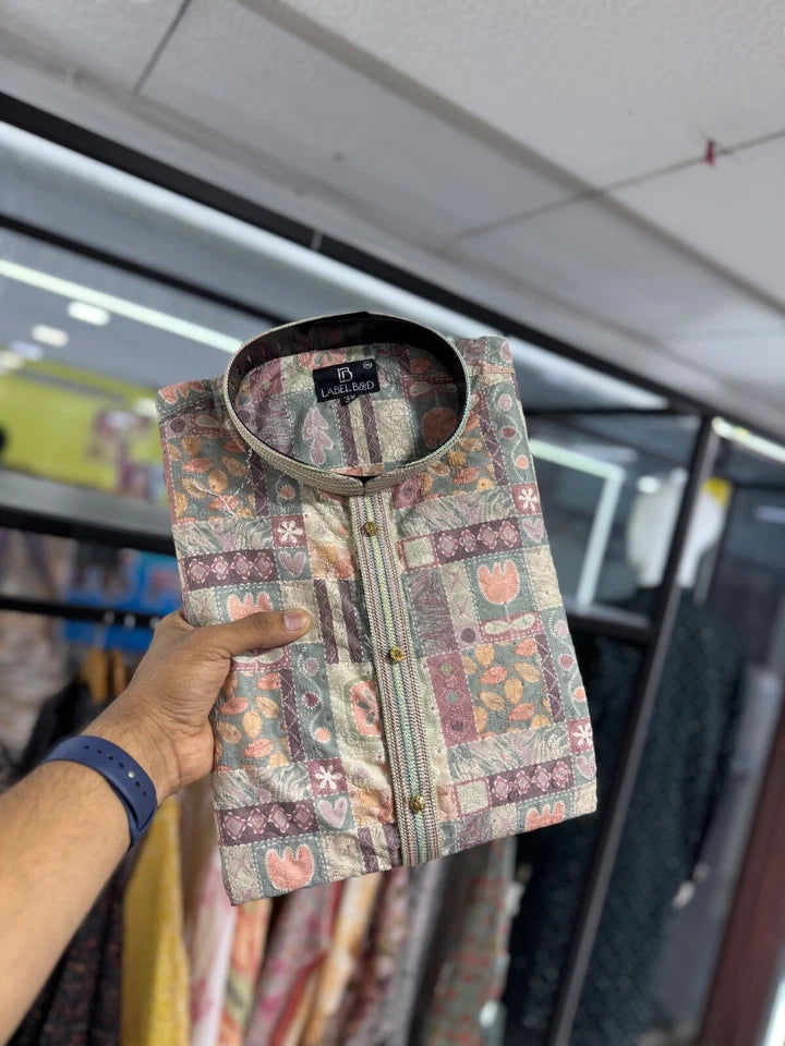 Men's Traditional Wear Pure Cotton With Lucknowi Work Kurta With Pajama